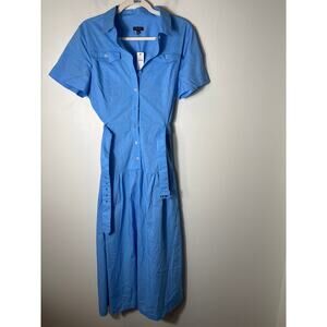 NWT Talbots Blue Belted Maxi Dress Sz 12